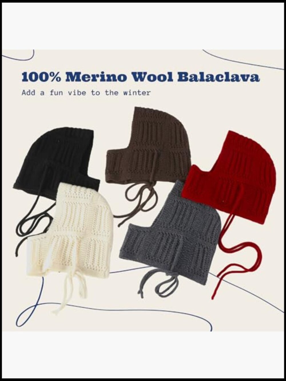 100% Merino Wool Balaclava - Hooded Scarf & Hat in One - Picture 6 of 6